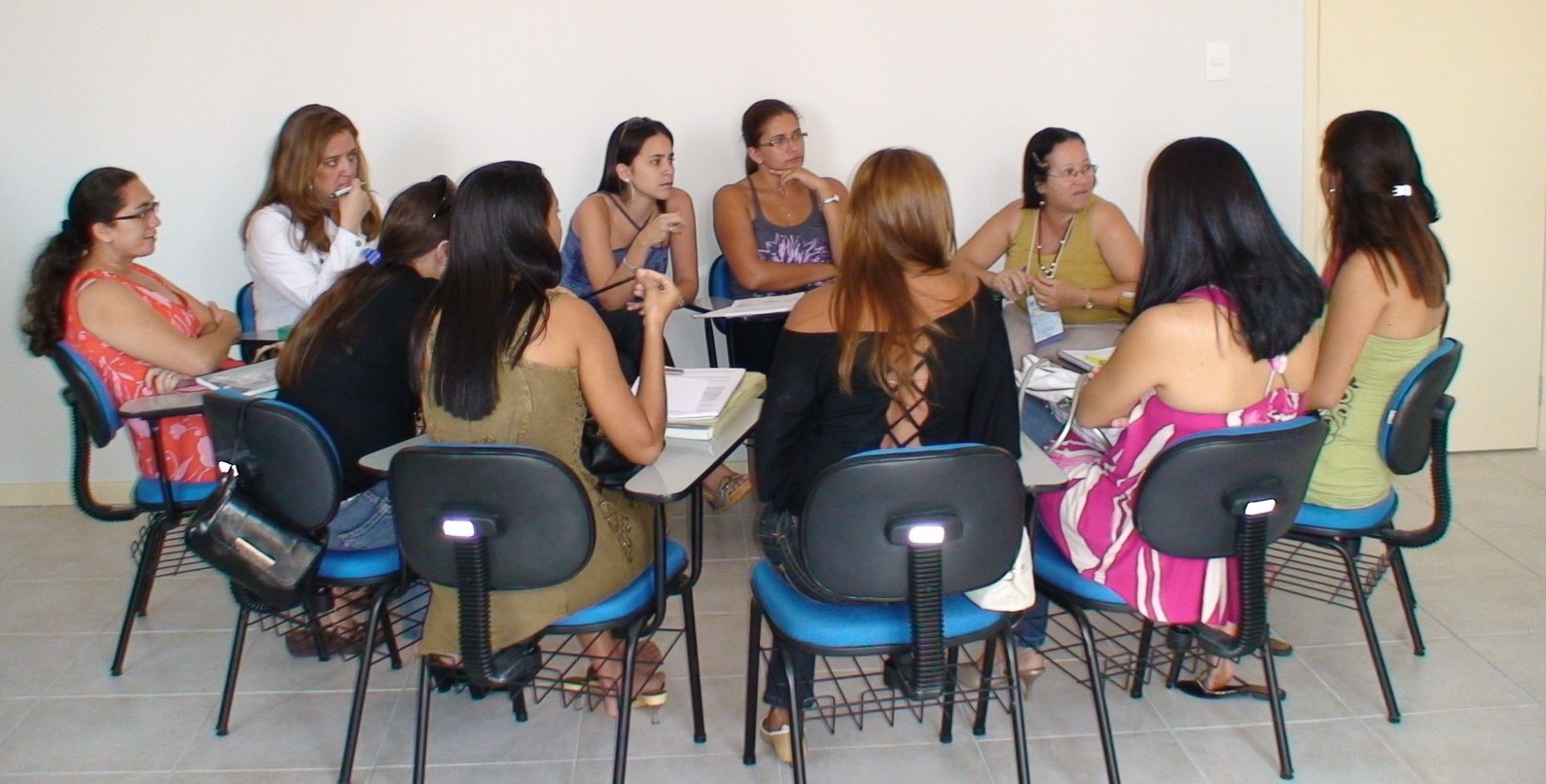 Trabalho em grupo durante o curso de capacitação pedagógica